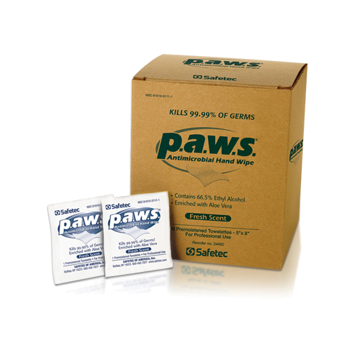P.A.W.S Antimicrobial Wipes box of packets