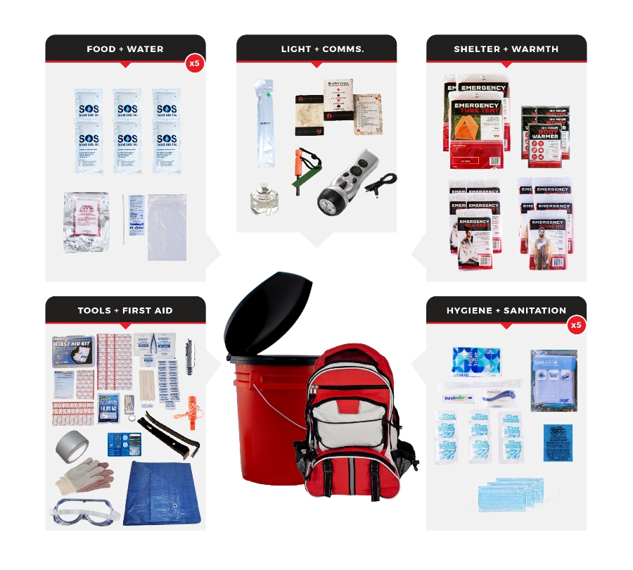 5 Person Emergency Bucket Survival Kit