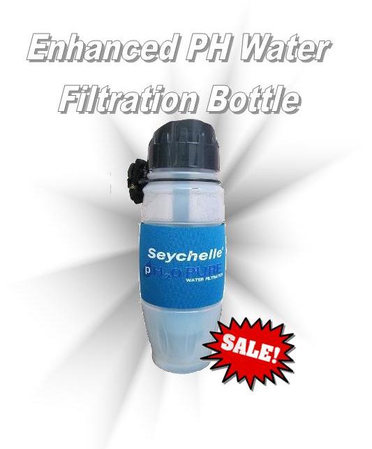 Seychelle pH20 PURE Water Filtration Bottle with Alkaline PH Enhancer