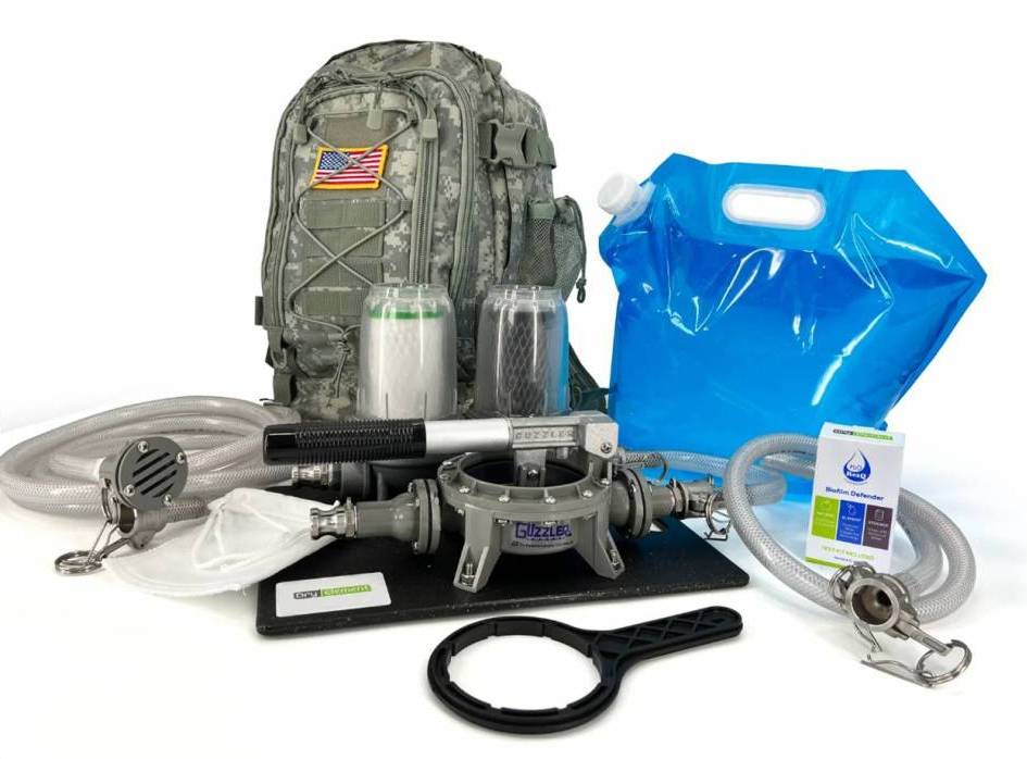 dry element portable water purification system  backpack